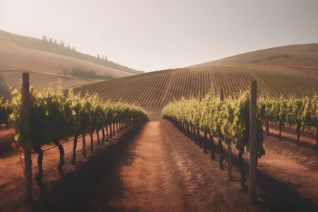Vineyard in Tuscany, Italy. Filtered image processed vintage effect.の素材