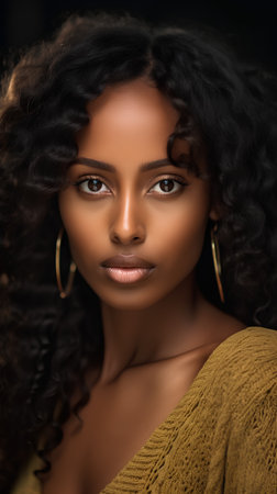 Portrait of beautiful african american woman with afro hairstyleの素材