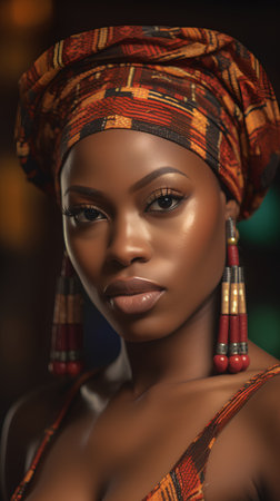 Portrait of a beautiful african woman in a headscarfの素材