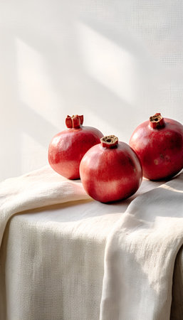 Ripe pomegranates on a white background. Still lifeの素材