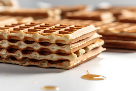 Wafers with honey on a white background. Close-up.の素材