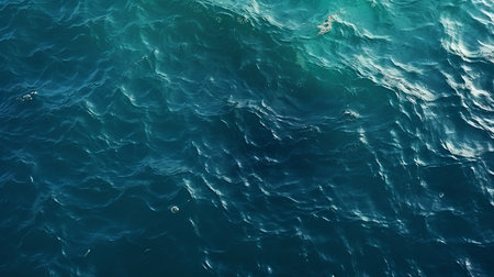 Aerial view of blue sea water surface with waves. Nature backgroundの素材