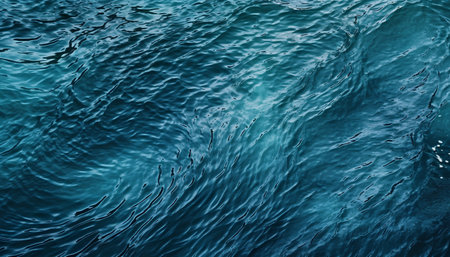 Blue sea water surface with waves and ripples. Abstract background.の素材