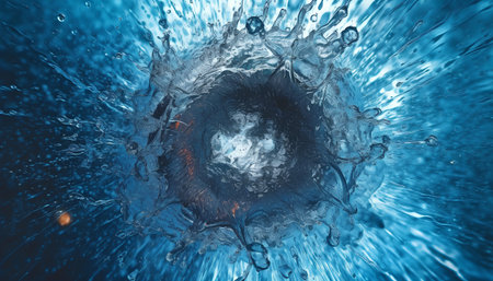 abstract water splash on blue background. 3d render illustration.の素材