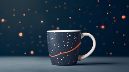 Coffee mug on a dark background. 3D rendering.の素材
