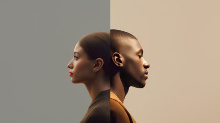 Fashion portrait of young african american woman in profile.の素材