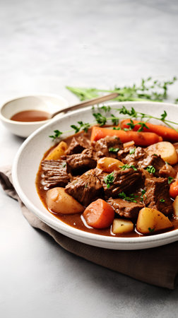 Beef Bourguignon with potatoes and carrots. French cuisine.の素材