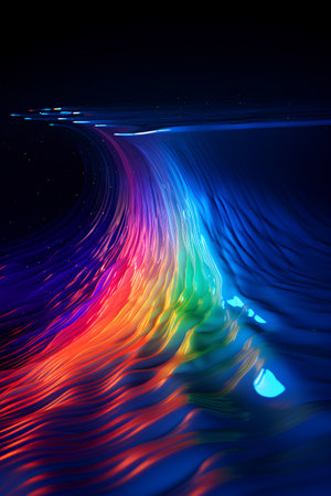 3d render, abstract background with lines and waves, rainbow colorsの素材