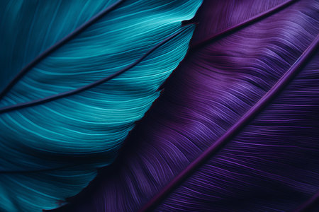 Close up of purple banana leaf texture background. Color of the year 2019.の素材