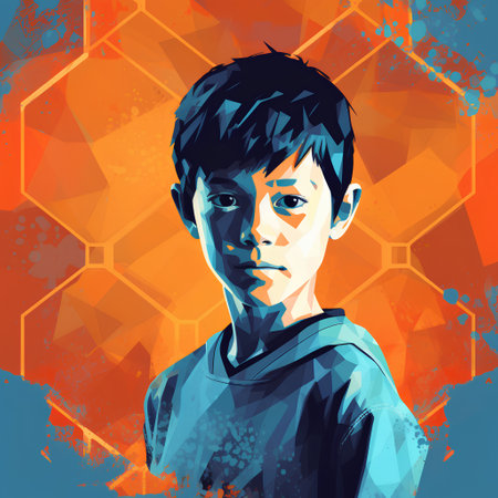 Portrait of a young man in a grunge style. Vector illustration.の素材