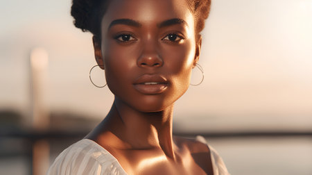 Beauty portrait of young african american woman with perfect skin.の素材