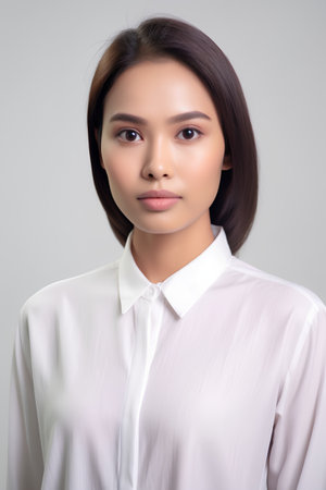 Portrait of a beautiful young asian businesswoman in white shirtの素材