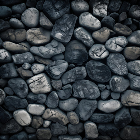 Pebble stone background texture. Black and white. Square.の素材
