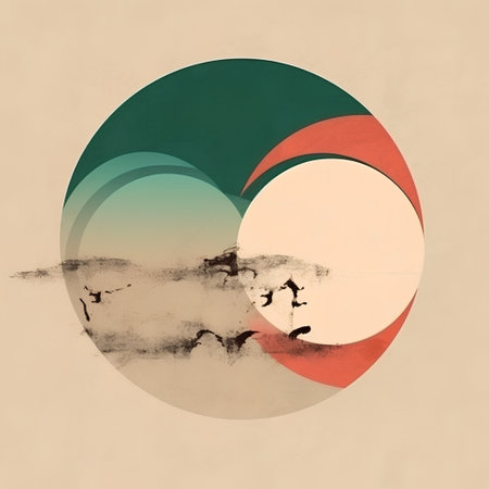 Retro abstract background with circles and grunge texture. Vector illustration.の素材