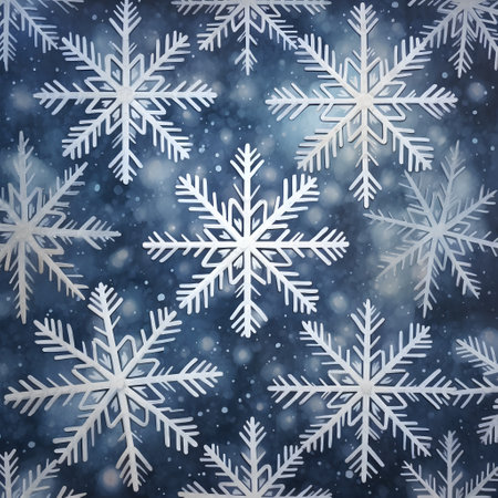 Snowflakes seamless pattern on dark blue background. Vector illustration.の素材