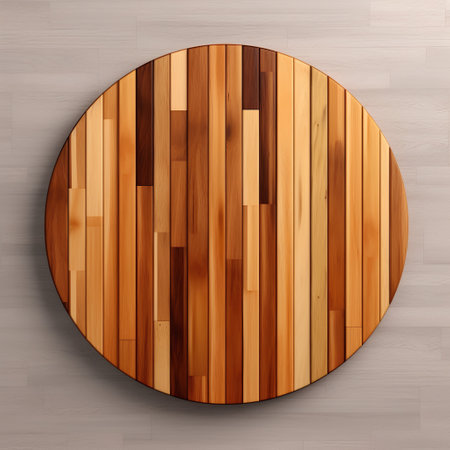 Wooden circle on wood background. Vector illustration. Eps 10.の素材
