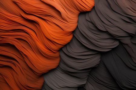 Abstract background of black and orange fabric. 3d render illustration.の素材