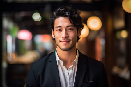 Portrait of a handsome young asian man smiling at the cameraの素材