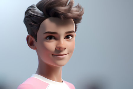 Portrait of beautiful young woman with trendy hairstyle. 3d renderingの素材