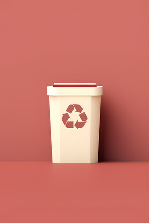 Recycling bin isolated on a red background. Vector illustration.の素材