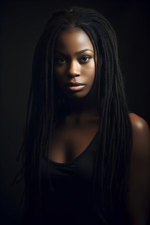 Beautiful african american woman with dreadlocks hairstyle.の素材