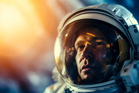 Astronaut in spacesuit on background of the outer space.の素材