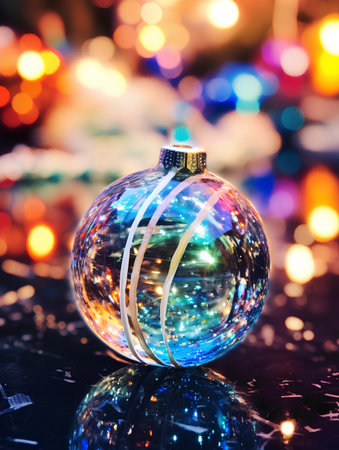 christmas bauble on bokeh background, christmas decorationの素材