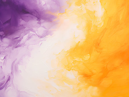 Abstract watercolor background with yellow, purple, orange and white colorsの素材