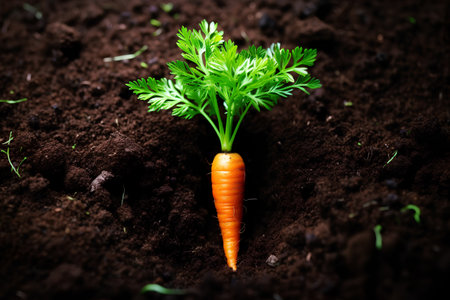 Carrot growing in the soil. Selective focus. nature.の素材