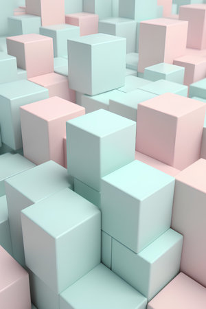 Abstract background made of cubes. 3d illustration. Square composition.の素材