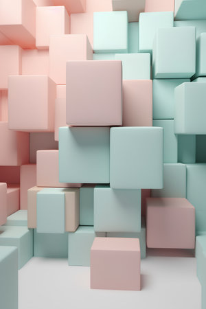 Abstract background with 3d cubes in pastel colors. 3d renderの素材