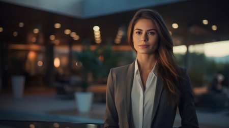 Portrait of a beautiful young business woman in a business suit.の素材