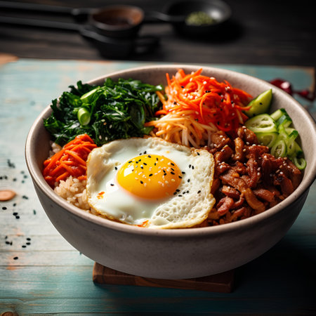 Bibimbap - Korean food style with fried egg and vegetablesの素材