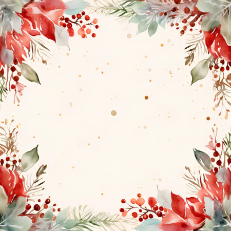 Christmas watercolor wreath. Hand painted illustration on white background.の素材