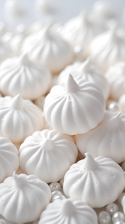 White meringues on a white background. Selective focus.の素材