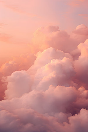 Aerial view of beautiful fluffy cloudscape at sunset. 3D Renderingの素材