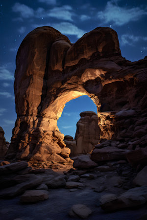 Arches National Park in Utah, United States of America at nightの素材
