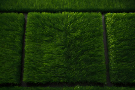Green grass texture background for your design. 3d render illustration.の素材