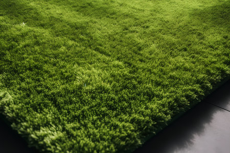 Green carpet texture background. Green carpet close up with copy space.の素材