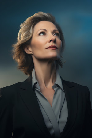 Portrait of a beautiful middle-aged woman in a business suitの素材