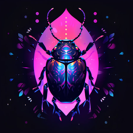 Beetle vector illustration. Stylized beetle on abstract background.の素材
