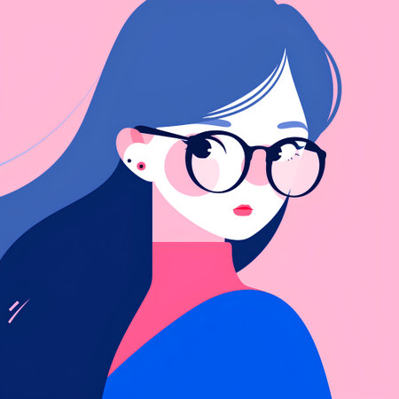 Beautiful girl with glasses. Vector illustration in a flat style.の素材