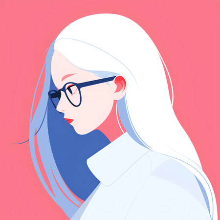 Young woman with long hair. Vector illustration in a flat style.の素材