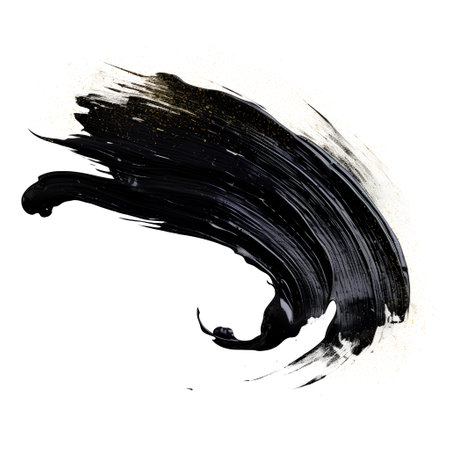 Black paint brush stroke on white background. Ink spot. Vector illustration.の素材
