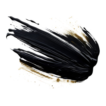 black paint brush stroke isolated on white background. Abstract grunge backgroundの素材