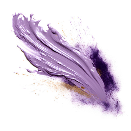 Purple paint brush stroke isolated on white background as package design elementの素材