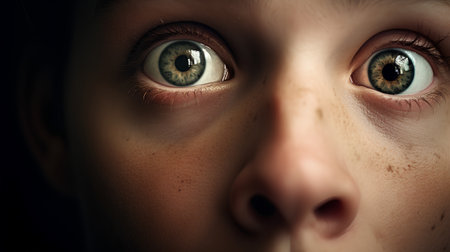 Close-up of a boy's eyes. Toned image.の素材