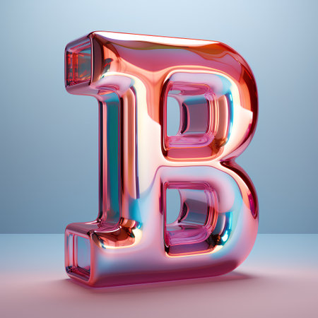 Glossy metallic alphabet letter B uppercase. 3D renderingの素材