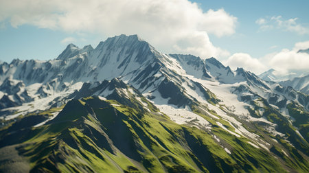 Mountain landscape with snow-capped peaks. Caucasus, Russia.の素材