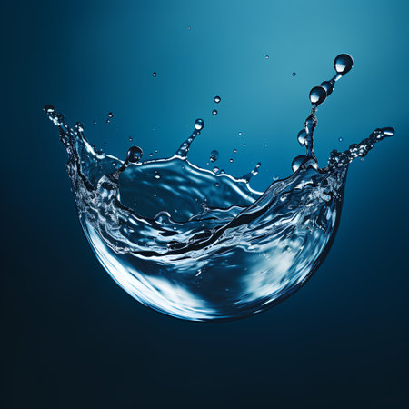 Water splash on a blue background. 3d rendering, 3d illustration.の素材